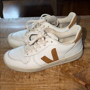 Veja White Sneakers with Tan Details